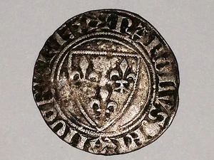 France Charles VI (1380-1422) Blanc Dit Guenar Coin - FREE SHIPPING - Picture 1 of 4