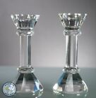TWO ORNATE CONTEMPORARY FACETED CRYSTAL CUT GLASS CANDLESTICKS 12 cm TALL