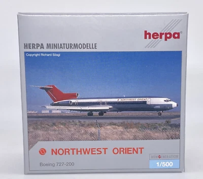 Herpa 503143 Northwest Orient Airlines Boeing 727-200 1:500 Diecast Mod NOB HTF - Image 1 of 4