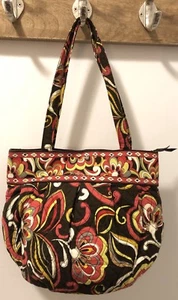 Bolso de Mano Vera Bradley Negro Marrón Rosa Floral Paisley Cartera con Cremallera - Imagen 1 de 6