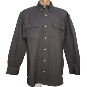 Duluth Trading Button Down Shirt XL Gray Canvas L/S Pockets Gusset Underarms - Picture 1 of 6