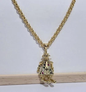 9ct Gold Guilded Clown Pendant On 30" Belcher Chain 6mm Diamond Cut Multi Colour - Picture 1 of 4