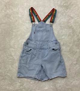 Levis Girls Size 8 Shortall Rainbow Straps Light Wash Denim Blue Overalls - Picture 1 of 12
