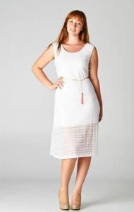 White Lace Overlay Midi Dress - Picture 1 of 3