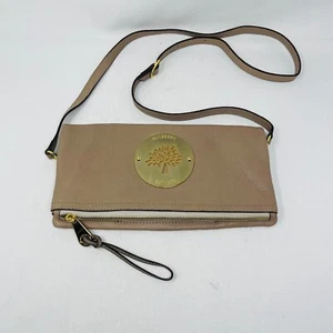 Mulberry EST 1971 Clutch Crossbody Purse Bag Tan Brown Pebble Leather Zip - Picture 1 of 24