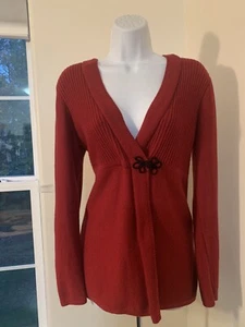 Maglione cardigan Talbots cotone rosso alpaca, donna piccolo - Foto 1 di 11