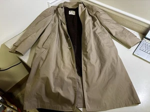 Towne By London Fog Mens Tan Long Sleeve Pockets Button Front Trench Coat Sz 44L - Picture 1 of 11