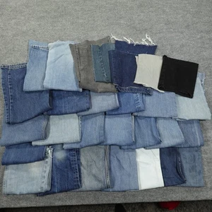 Denim Jeans Leg Fabric Scraps Craft Quilt DIY Upcycle Sew Project 19lb lot 484 - Picture 1 of 7