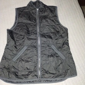 Hermoso chaleco grande de moda sin mangas negro ligeramente acolchado azul marino antiguo para mujer - Imagen 1 de 7