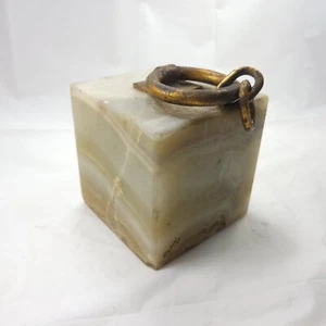 Curtis Jere Onyx Gilded Steel Chain Bookend Signed '68 Mid-Century Modern - Picture 1 of 12