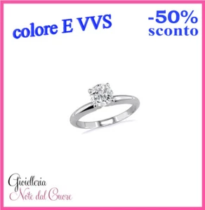 ANELLO SOLITARIO ORO BIANCO DIAMANTE NATURALE E VVS 0.30 CARATI CERTIFICATO - Imagen 1 de 4