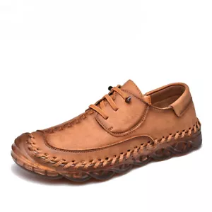 Men's Fashion Casual Leather Handmade Driving Shoes Loafers Slip-on Footwear - Picture 1 of 32