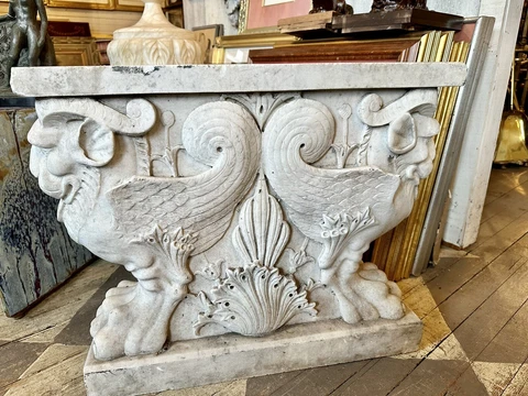 Antique Carrara Marble Winged Lion Garden Bench Bases Pedestal Griffin Satyr Cover