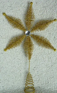 Holiday Trim Gold Star Sparkle Tree Topper Feaux Jewel in Center - Picture 1 of 2