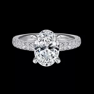 IGI-zertifizierter im Labor gezüchteter Diamant Ehering Ovalschliff 2,00 ct 14 K Weißgold - Bild 1 von 13