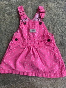 Vintage Oshkosh Baby Bgosh Toddler Pink Overalls Dress 18 MO Polka Dot Cotton - Picture 1 of 6