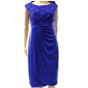 Connected Plus Size Ruched Cap-Sleeve Ma Deep Royal 16W - Picture 1 of 24