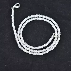 AAA+ Cristallo Quarzo Rondelle Sfaccettate 3-4MM Pietre Preziose Perline Bellissima Collana 18" - Foto 1 di 10