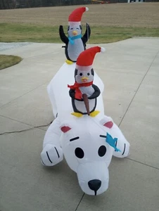 Christmas POLAR BEAR and FRIENDS Holiday Inflatable, New - Picture 1 of 2