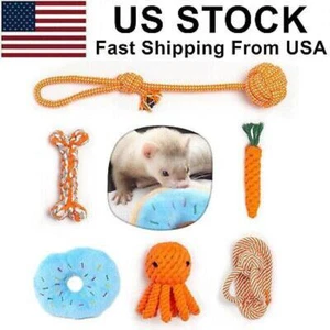 6Pcs Ferret Toys Knotted Rope Tug Perfect for Teething Mammals Cotton Rope Chew - Picture 1 of 9