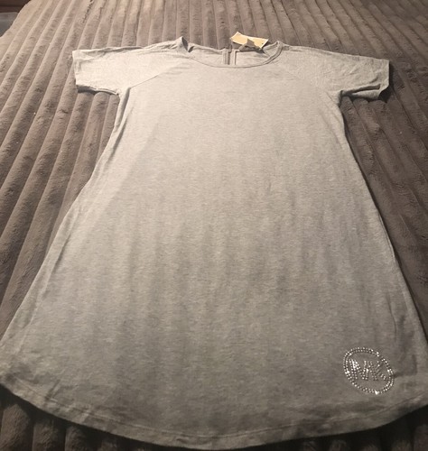 ABITO T SHIRT MICHAEL KORS GRIGIO ERICA LOGO BORCHIATO SS TG MEDIUM NUOVO CON ETICHETTE