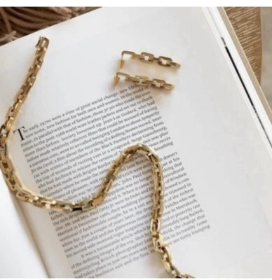 Juego de collar y pendientes Eddie Borgo tono dorado Supra cadena eslabón a juego nuevo con etiquetas Foto 1 de 4