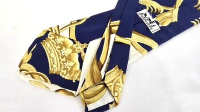 Corbata bufanda hermes muy temprana corona Couronnes años 60 vintage coleccionista oro azul Foto 1 de 4