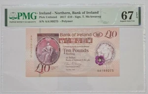 2017 Northern Ireland £10 'Bank Of Ireland' PMG67 EPQ SUPERB GEM UNC@ First AA - Picture 1 of 3