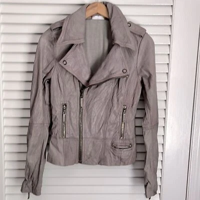 Chaqueta de moto de cuero para mujer de la marca EVER 2000 en gris Foto 1 de 4