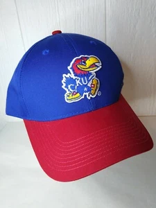 KU Kansas State Jayhawks Ball Cap Adjustable Hat Blue Red Jay Embroidered - Picture 1 of 7