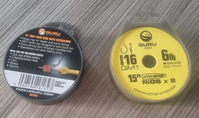 GURU 15" QM1 HAIR RIGS WITH SPEEDSTOP size 16 Hook    2  x 6lb 0.17mm - Image 1 of 2