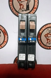 EATON CUTLER- HAMMER (2) CHFP120DF 20A AFCI/GFI CIRCUIT BREAKERS - Picture 1 of 2