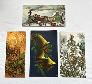 4 Weihnachtskarten VINTAGE Paramount Cotillon Hallmark Art unbenutzt OHNE Umschläge - Bild 1 von 10
