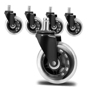 Office Chair Wheels Set of 5, Replacement Rubber Wheels Universal Fit 3 wheel - Picture 1 of 7
