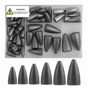 50 Stück Angeln Sinker Gewichte Kit Wurm Angeln Sinker Gewicht Kugel Blei Sink... - Bild 1 von 5