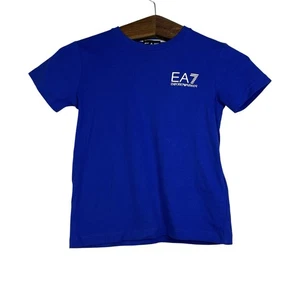 EMPORIO ARMANI Boys Blue Logo T-Shirt Short Sleeve 100% Cotton Size 8 NWT - Picture 1 of 9