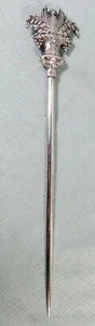 Antique Sabatier French Silver Plated Meat Skewer w/ Floral Fruit Basket Handle - Picture 1 of 4