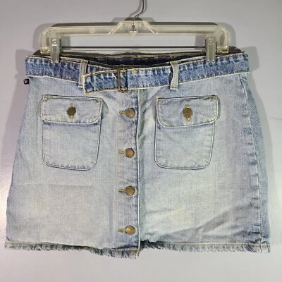 Винтажная женская джинсовая мини-юбка поло Ralph Lauren размер 10 карманов и подпоясанная - Изображение 1 из 4