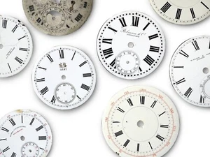 (B) Lot of 8 Pocket Watch Porcelain/Enamel + Metal Dial for Projects/Parts - Picture 1 of 12