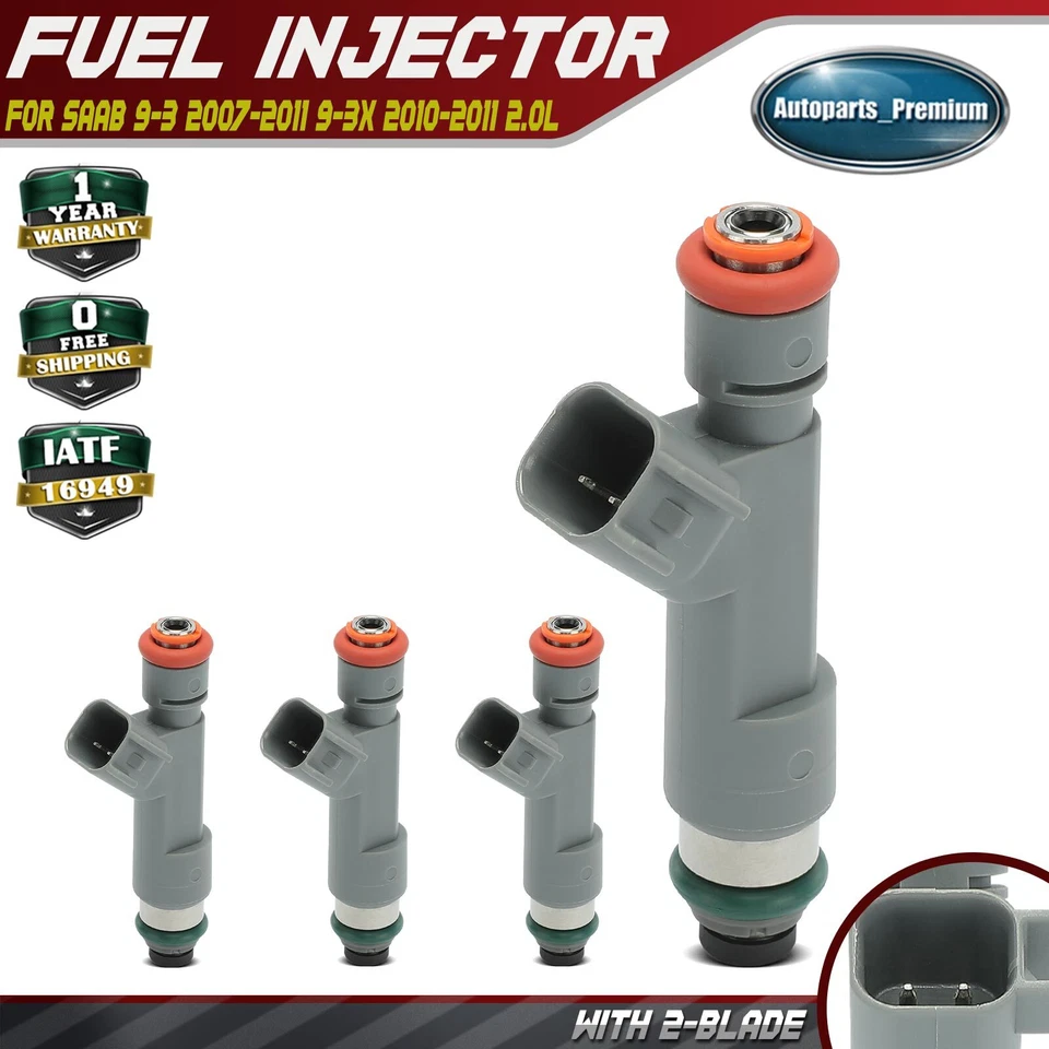 Inyector de combustible 4 piezas para Saab 9-3 2007 2008 2009 2010 2011 9-3X 2010-2011 L4 2,0 L Foto 1 de 4