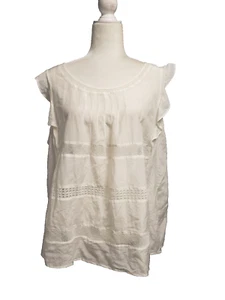 LOFT WEISSE BLUSE, XL, ZIERLICH, TUCKS, SPITZENEINSÄTZE, RÜSCHENSCHULTERN NEU - Bild 1 von 9