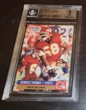 Rare Error! 1991 Pro Set Football #19A Derrick Thomas Bills helmet LOW POP BGS 9