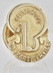 Vintage 14K Yellow Gold Beechcraft Aircraft Corp. 10 Year Employee Service Pin - Picture 1 of 5