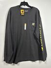 NWT Carhartt T Shirt Mens XL Gray Long Sleeve Loose Fit Workwear Spell Out Logo
