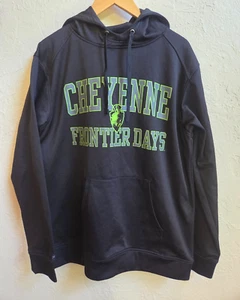 Jansport Hoodie Pullover Jacket Mens Large Black Poly Cheyenne Frontier Days - Picture 1 of 12