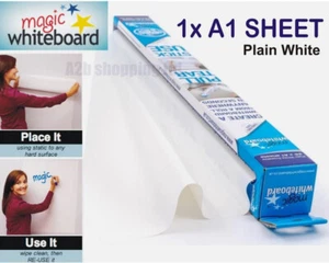 1 x New A1 Magic Whiteboard Sheet Dry Wipe Large Self-Sticky to Surface/Walls - Picture 1 of 4