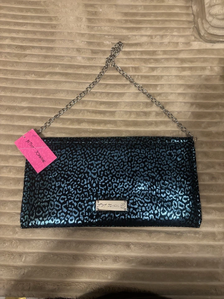 Новый с Ярлыками Betsey Johnson металлический синий леопард печать женщин застежки с цепочкой ремень - Изображение 1 из 4