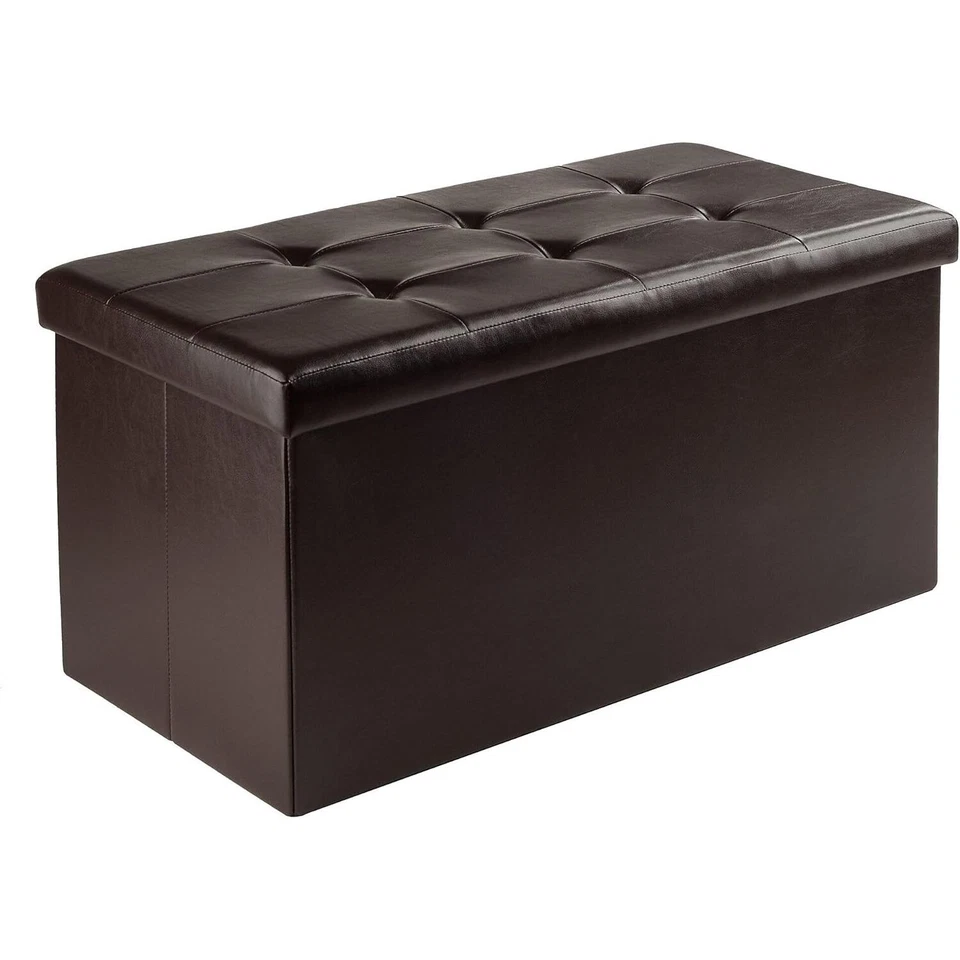 Otomana Ashford de madera con almacenamiento de cuero sintético Foto 1 de 4