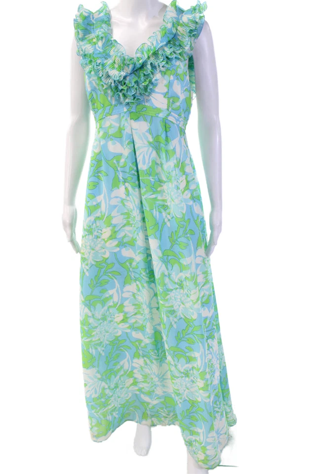Женский макси-сарафан Lilly Pulitzer синий цветочный с v-образным вырезом без рукавов размер 8 - Изображение 1 из 4