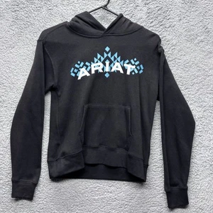 Ariat Real Girls Chest Logo Hoodie Large Black Western Cowboy New - Picture 1 of 9